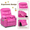 Larger Kids Recliner Chair Adjustable Velvet Fabric Lounge Sofa Recliner-Pink