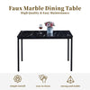 4x Black Faux Leather Dining Chairs&Black Marble MDF Top Dining Table Dining Set