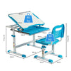 Kids Desk & Chair Set Height Adjustable Study Table with Tilting Tabletop Blue