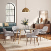 Rectangular Dinner Table Kitchen Dining Room Table Glass Top + Wood Effect Legs
