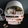 Round Makeup Storage Box Desktop Cosmetic Organizer Drawer Holder Tidy Case Bag