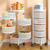 Mobile Metal Kitchen Rotating Storage Trolley Cart Utility Vegetable Shelf Rack