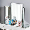 Glass Mirrored Dressing Table Makeup Vanity Desk Bedroom w/ Drawer&Mirror&Stool