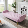 Modern Luxury Velvet Sofa Bed Pink 3 Seater Nonwoven Contrast Gold Metal Legs