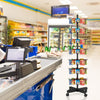 70 Hook Floor Stand 7 Rotating Tiers in Chrome Retail Shop Display 160cm Black