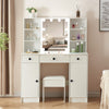 White Dressing Table LED Mirror 3 Drawers Stool Vanity Makeup Desk Set Bedroom