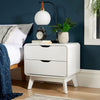 2 Drawer Bedside White Scandi Legs Bedroom Furniture Nightstand End Table Unit