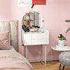 Dressing Table with Arched Mirror and 3 Drawers for Bedroom Small Spaces White
