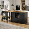 360° SWIVELLING DINING & BAR TABLE KITCHEN ISLAND WITH STORAGE CABINET WINE RACK