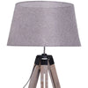 Free Standing Floor Lamp Bedside Light with Tripod Holder Fabric Shade Grey