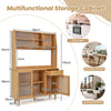 175CM Kitchen Bamboo Buffet Cabinet Wine Bar Freestanding Pantry Cabinet