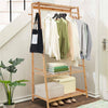 Bamboo Clothes Hanging Garment Rack Laundry Rack Cloest Storage Shelves