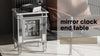 FATIVO Silver Mirrored End Table with Clock Glass Accent Side Table Cabinet Home