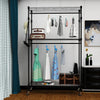 Heavy Duty Metal Clothes Rail Rack Garment Hanging Stand Open Wardrobe w/Wheels