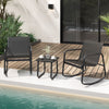 3 Piece Patio Rocking Set 2 Rocking Bistro Chairs & Glass-Top Table Furniture