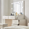 White Dressing Table with LED Lights Mirror 5 Drawers Stool Cabinet Make up Desk