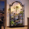 Heavy Duty Large Tall Plant Stand Arched Metal Flower Shelf with Hanging Hooks