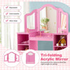 Toddler Vanity Table and Chair Set Princess Makeup Vanity Set-Pink