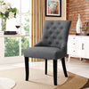 2x Dining Chairs Linen Fabric Studded Chairs Upholstered Accent Wooden Legs