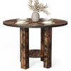Wooden Round Dining Table for 4, Small Kitchen Dinner Table with Storage Shelf