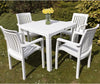 5Pcs 4 Chairs Table Garden Outdoor Patio Furniture Set Bistro Set White Plastic