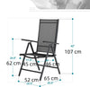 Patio Chairs Set of 2 Folding Outdoor Chair Sling Dinning Adjustable Chair Black