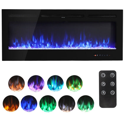 40 50 60 Inch Wall Insert Electric 9 Colour LED Flame Heater Fireplace w/ Remote