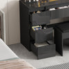 Black Dressing Table High Gloss Vanity Makeup Desk 7 Drawers &Stool &LED Mirror