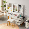 White Dressing Table With LED Lights Sliding Mirror & Stool Vanity Makeup Table