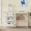 Folding Sewing Table, 2-in-1 Rolling Craft Table with Storage Shelves
