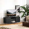 Modern TV Stand Cabinet with Storage 2 Cable Hole for Less than 55" Black