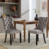 Set of 2 Velvet Dining Chairs High Back Wooden Legs for Home Dining Room Kitchen