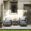 Wicker Patio Conversation Set with 2 Armchairs and 6 Cushions Grey