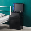 LED Light 3 Drawers Bedside Table High Gloss Cabinet Side End Table Living Room