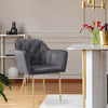 Set of 2/4 Grey Modern Velvet Kitchen Dining Chairs Soft Padded Seat Metal Legs