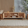 Rattan TV Unit Cabinet Stand Wood Effect 2 Door Storage Shelves | VonHaus