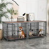 Heavy Dog Crate Furniture Side Table Dog Kennel Cage 4 Doors & Removable Divider