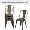 4 Pcs Kitchen Dining Chair Gun Metal Stackable Side Seat Cafe Bar Chairs Gun