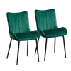 2pcs Dining Chairs Set Velvet Upholstered Seat Back Metal Legs Reception Chair