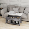 Lift Up Coffee Table Rising Center Table with 3 Cubes & Lift Top-Grey