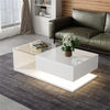COFFEE TABLE WITH LED LIGHT, HIGH-GLOSS WHITE WITH DRAWER LIVING ROOM FURNITURE