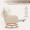 Rocking Chair w/ Adjustable Footrest for Living Room Teddy Fabric Rocking Chair
