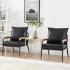 PU Single Sofa Wood Arm Metal Frame Comfort Save Space Office Home Hotel Lounge