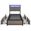 SINGLE BED FRAME WITH LED LIGHTS, 4 DRAWERS, CHARGING STATION METAL PLATFORM BED