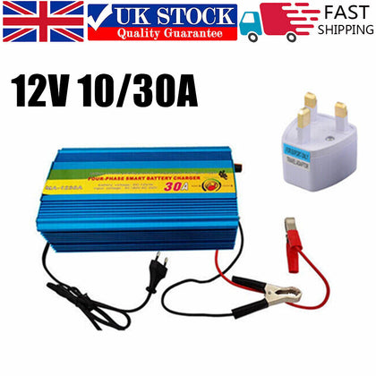 12V 10/30A LCD Battery Charger For Caravan Campervan Motorhome Marine Boat UK