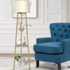3-Tier Shelf Floor Lamp w/Shade Standing Light Open Shelves Storage Living Room