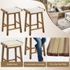 Set of 2 Bar Stools Saddle Seat Stool Counter Height Stools W/ Rubber Wood Legs