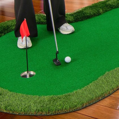 5 x 10 FT Indoor Outdoor Golf Putting Green Mat with 3 Holes-Green