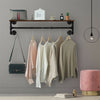 Industrial Pipe Clothes Rack Rail Closet Wall Hanging Rod Bar with Shelf