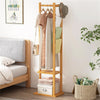 Bamboo Clothes Hanging Rail Garment Rack Hall Trees Corner Coat Stand